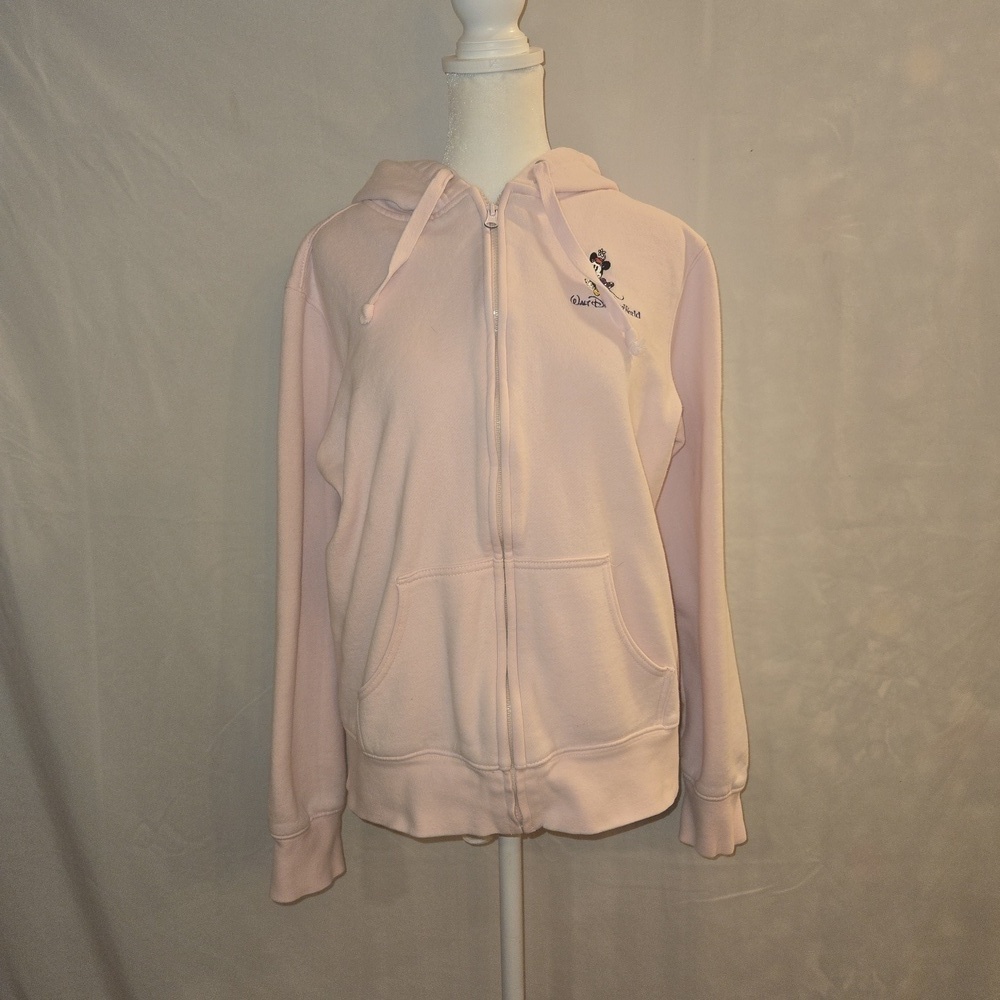 Disney Parks Womens Minnie Mouse Embroidered Full Zip Hoodie Sweatshirt Large